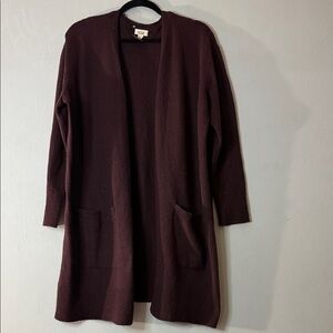 ANA Burgundy Open Front Long Cardigan Sweater - Size XL